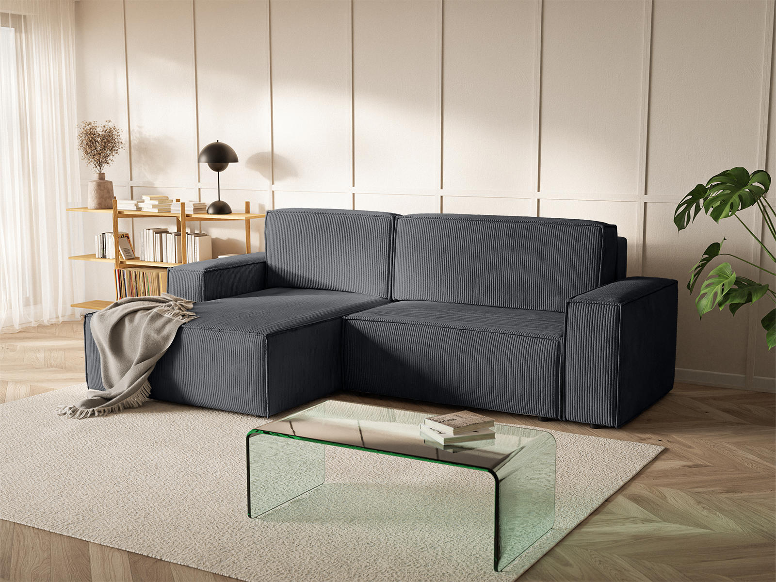 ECKSOFA Kokko mit Schlaffunktion, Anthrazit - Anthrazit, Textil (267/167cm) - Fedve