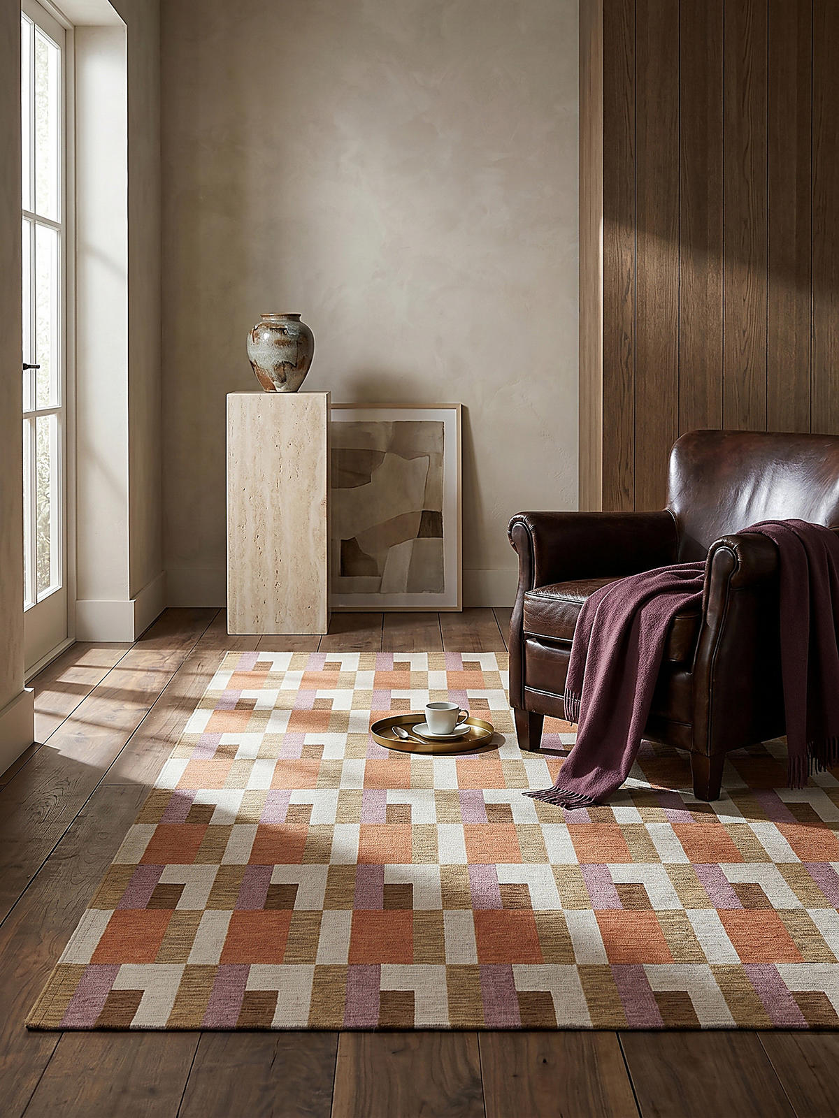 TEPPICH COQUET, geometrisch, Orange-Natur, 155 x 230 cm - Orange, Textil (155/230cm) - KADIMA DESIGN