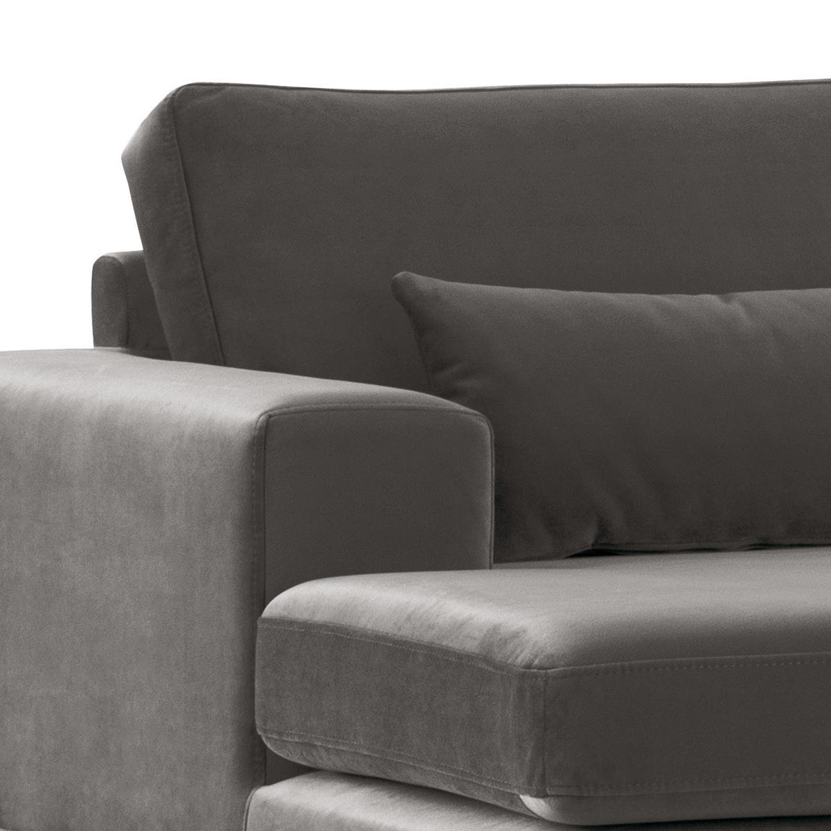 WOHNLANDSCHAFT mit Longchair - Eichefarben/Dunkelgrau, Eichenholz/Textil (371/81/219cm) - home24