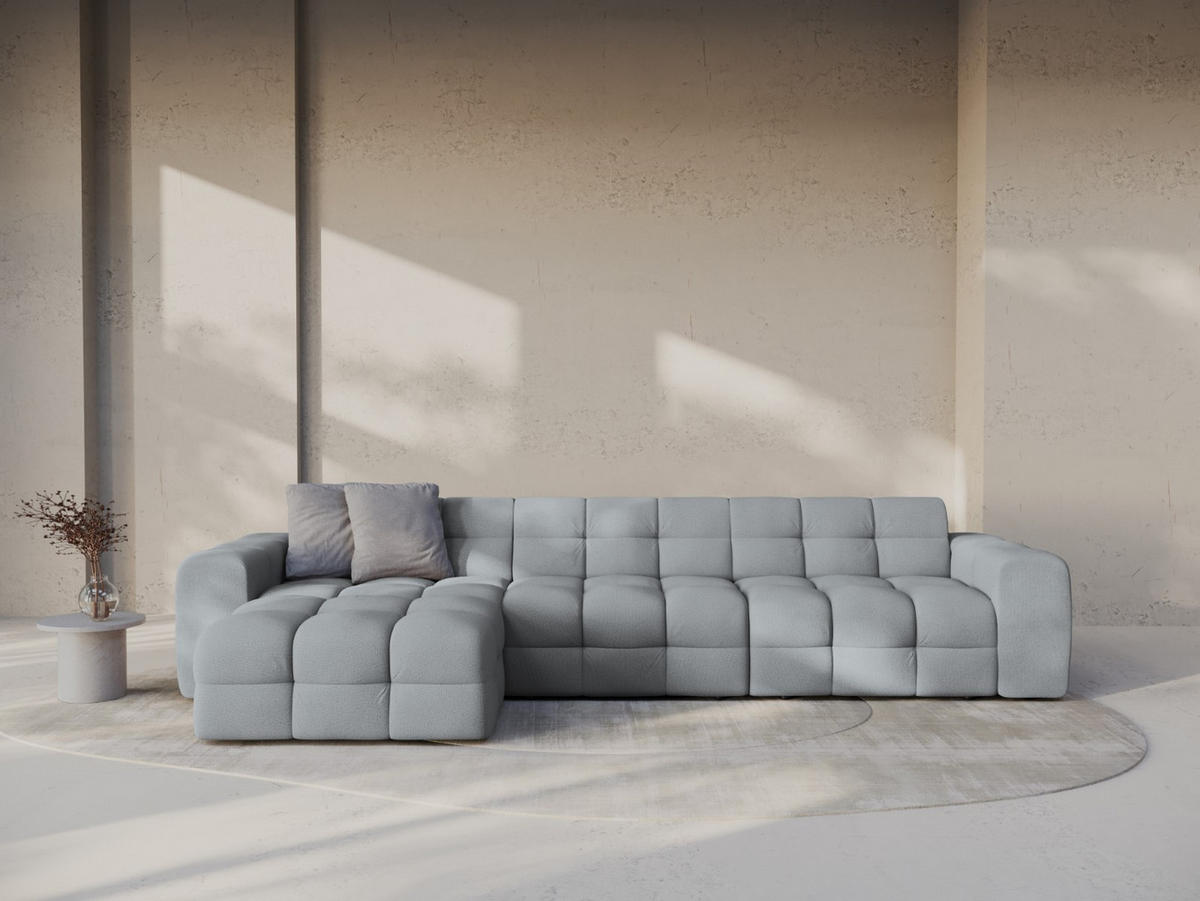 ECKSOFA links Kendal aus strukturiertem Stoff platin 5 Sitzplätze - Platinfarben, Textil (173/357cm) - Micadoni