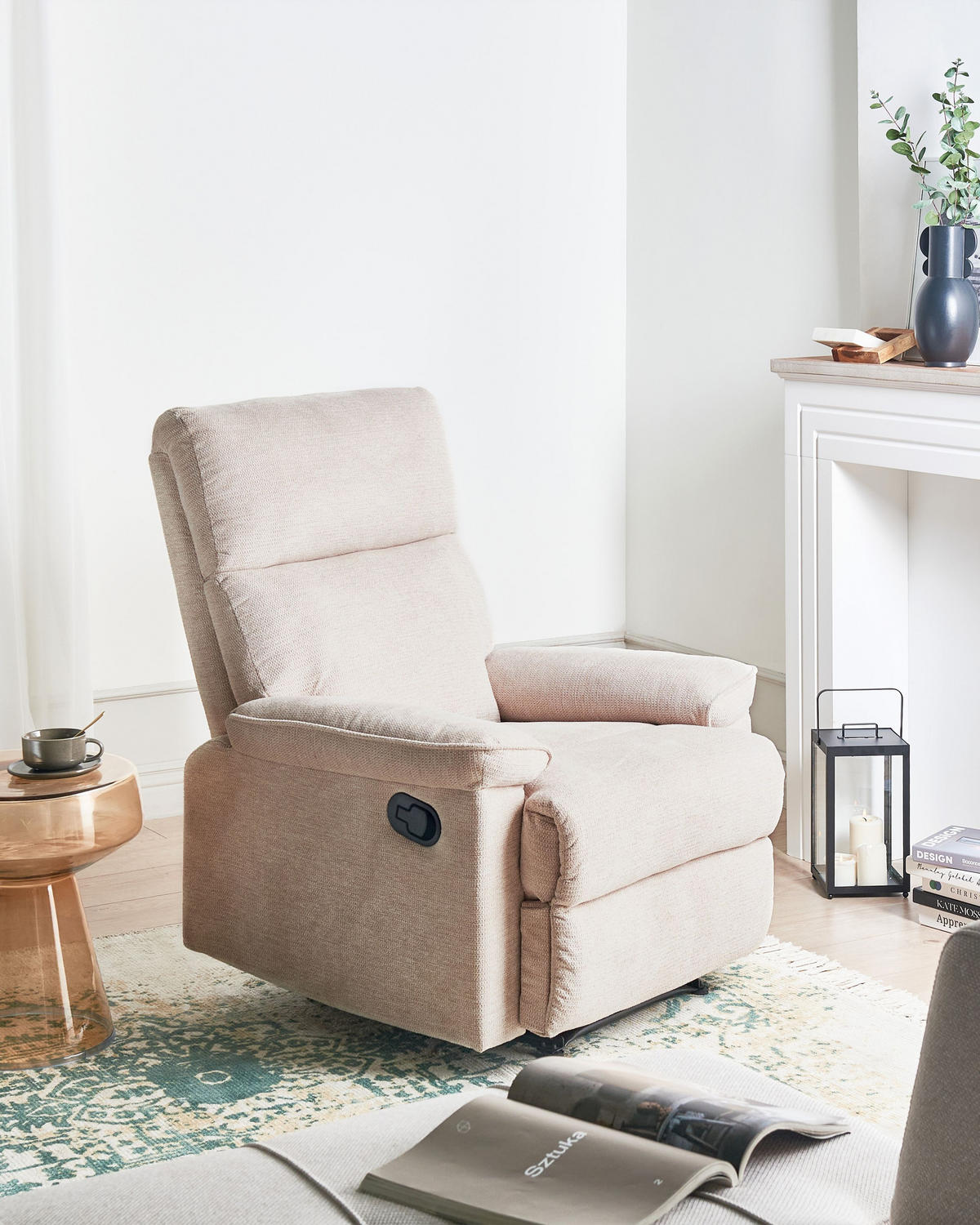 FERNSEHSESSEL Beige Everton - Beige, Textil (83/100/94cm) - Beliani