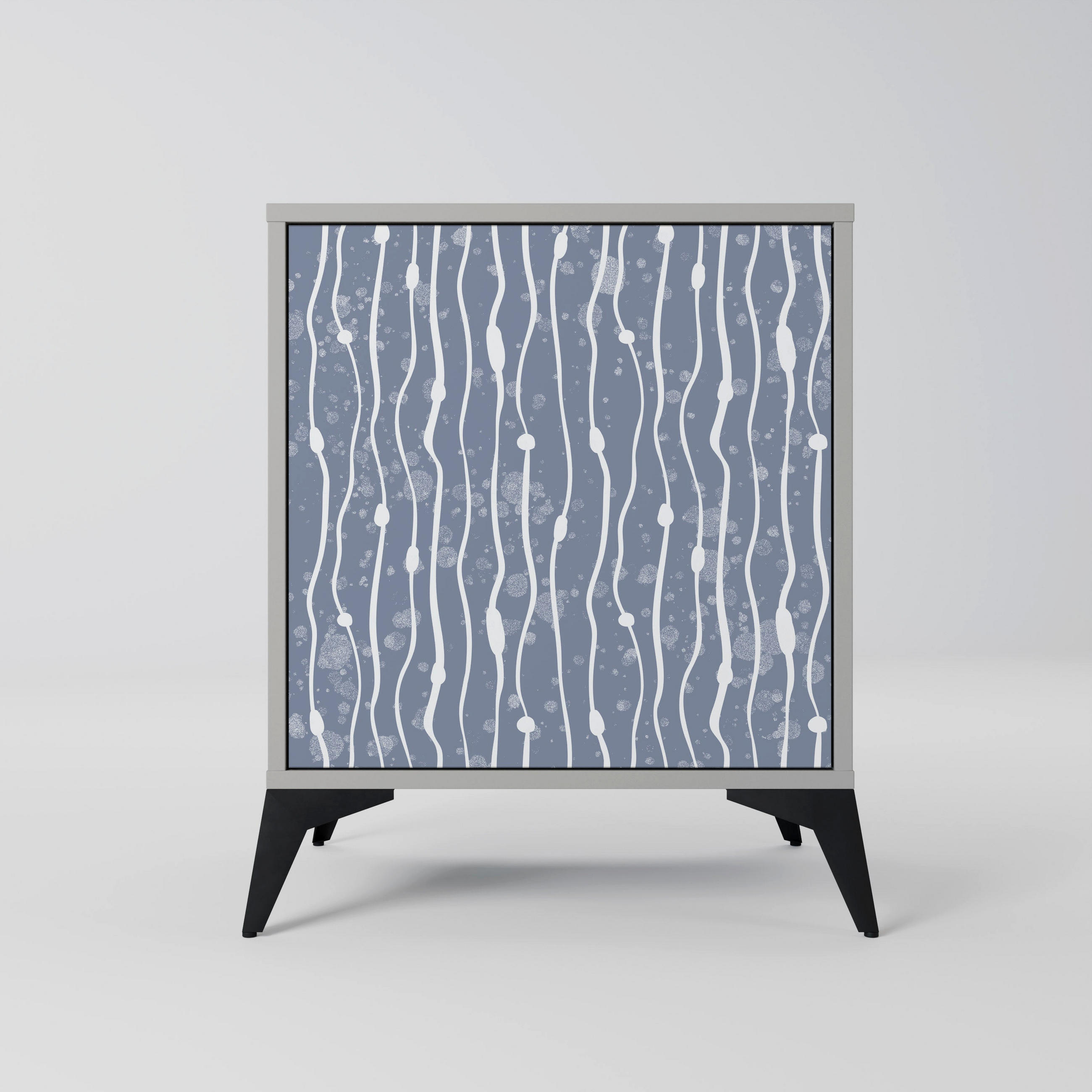 SIDEBOARD GRAPHITE RAIN, Grau, 57,5x42x70,5 cm, Schwarze Metall-Sternfüße - Multicolor/Schwarz, Holzwerkstoff/Metall (57.5/70.5/42cm) - SpaceRebels
