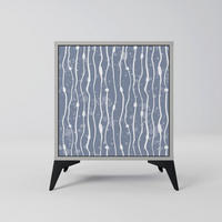 SIDEBOARD GRAPHITE RAIN, Grau, 57,5x42x70,5 cm, Schwarze Metall-Sternfüße - Multicolor/Schwarz, Holzwerkstoff/Metall (57.5/70.5/42cm) - SpaceRebels