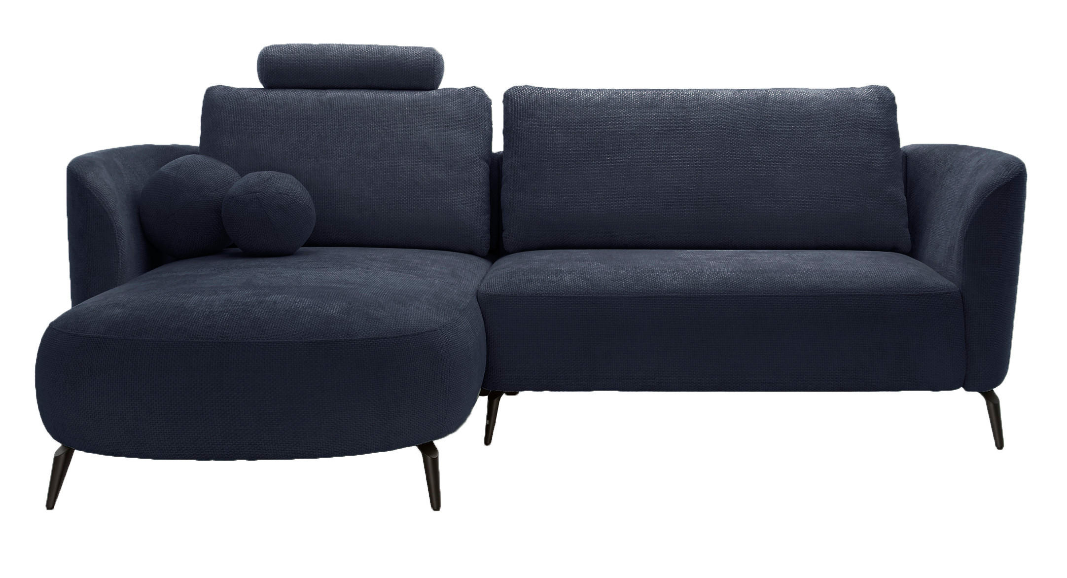 ECKSOFA auf Füßen Kendra 260 cm mit Schlaffunktion, Links, Dunkelblau - Dunkelblau, Holz (260/180cm) - Emporius