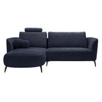 ECKSOFA auf Füßen Kendra 260 cm mit Schlaffunktion, Links, Dunkelblau - Dunkelblau, Holz (260/180cm) - Emporius
