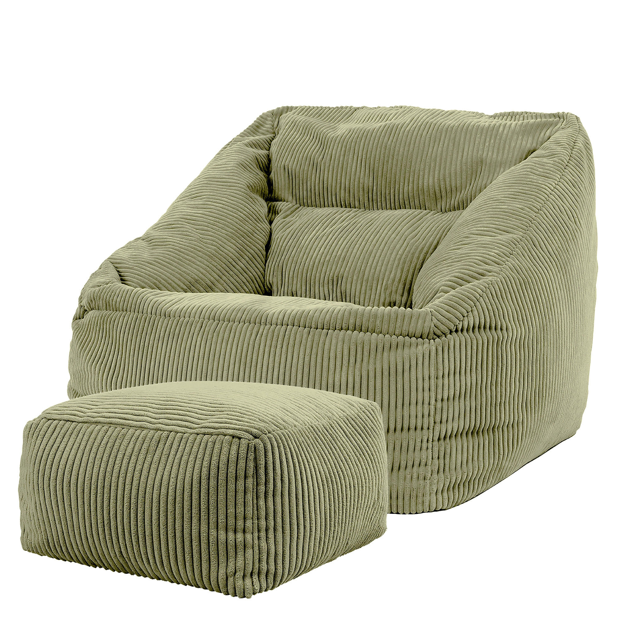 SITZSACK Cord Sessel Natalia mit Hocker - Salbeigrün, Textil (97/73/84cm) - icon