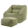 SITZSACK Cord Sessel Natalia mit Hocker - Salbeigrün, Textil (97/73/84cm) - icon
