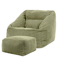 SITZSACK Cord Sessel Natalia mit Hocker - Salbeigrün, Textil (97/73/84cm) - icon