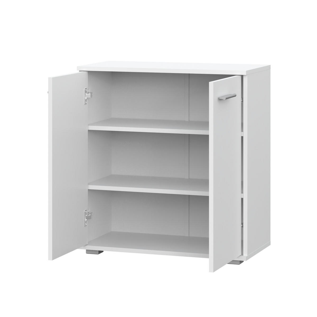 SIDEBOARD FAUSKE KOM1-2D Weiß - Silberfarben/Weiß, Holzwerkstoff/Kunststoff (69/74/34cm) - Komodee