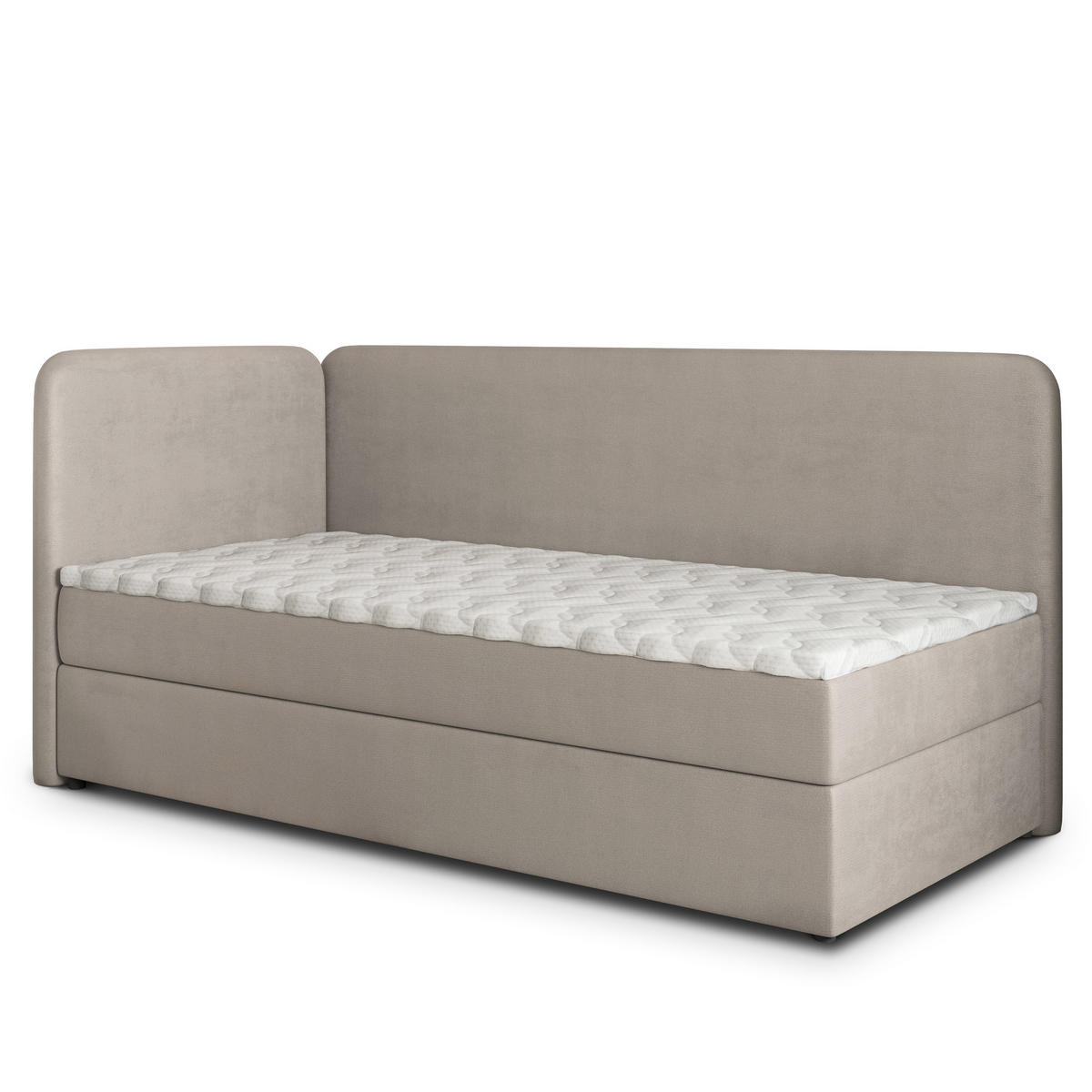 BOXBETT GINA 100x200 cm mit Matratze und Topper, H2+H3 - Beige - Beige, Holz (100/200cm) - MASSENO