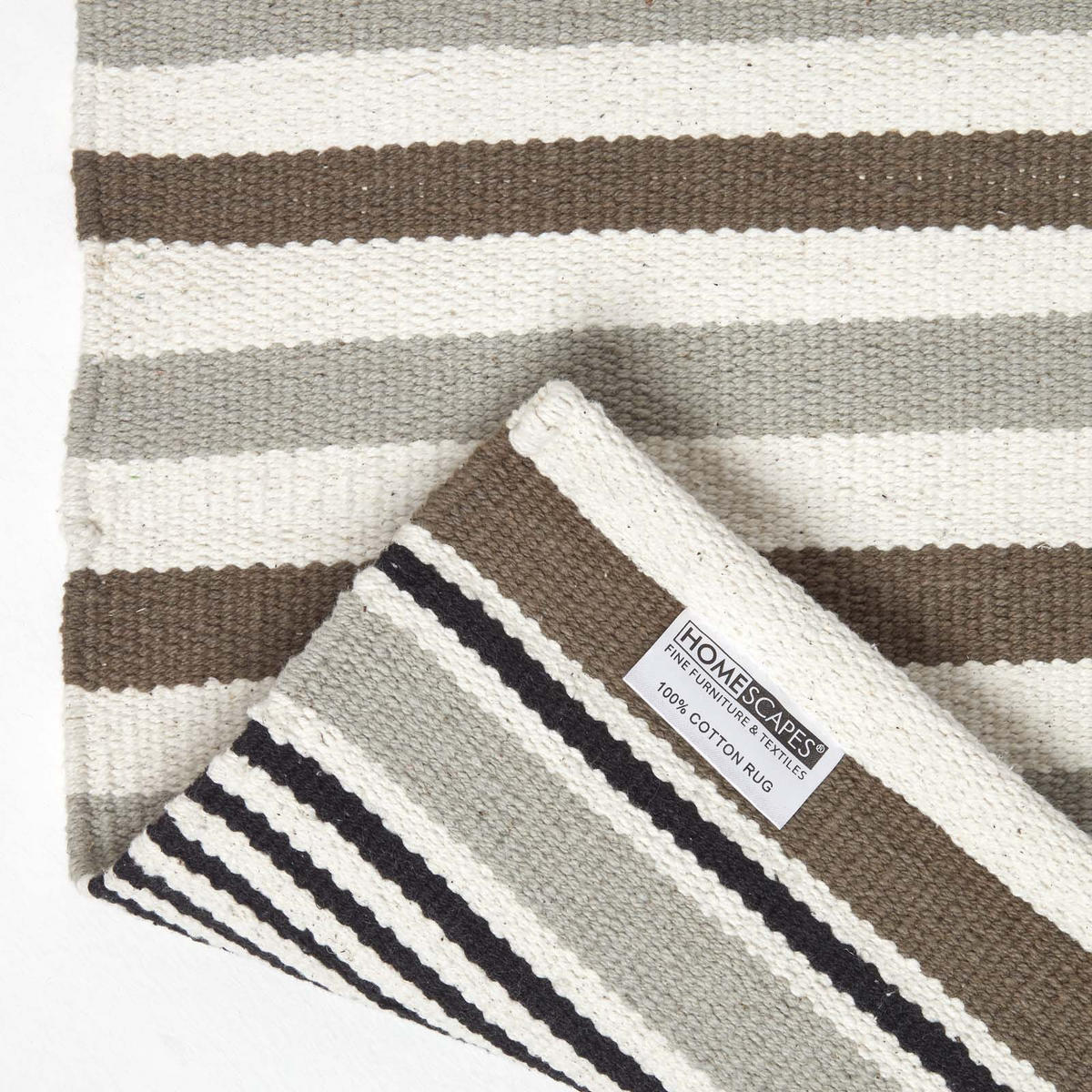 FLACHWEBETEPPICH Baumwolle gestreift 60/100 cm - Grau, Textil (60/100cm) - Homescapes