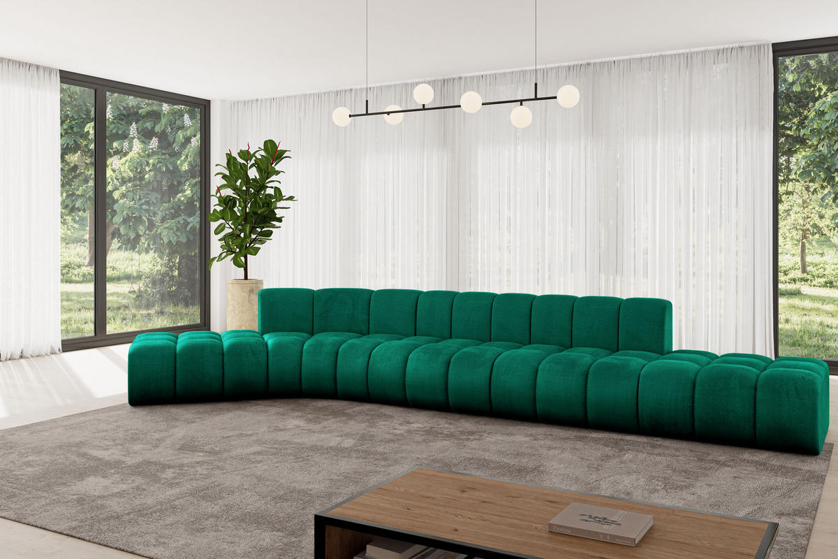 ECKSOFA modulares Sofa Solven-L2 - 471x174x70 cm Grün - Dunkelgrün, Holzwerkstoff/Textil (471/174cm) - ALTDECOR