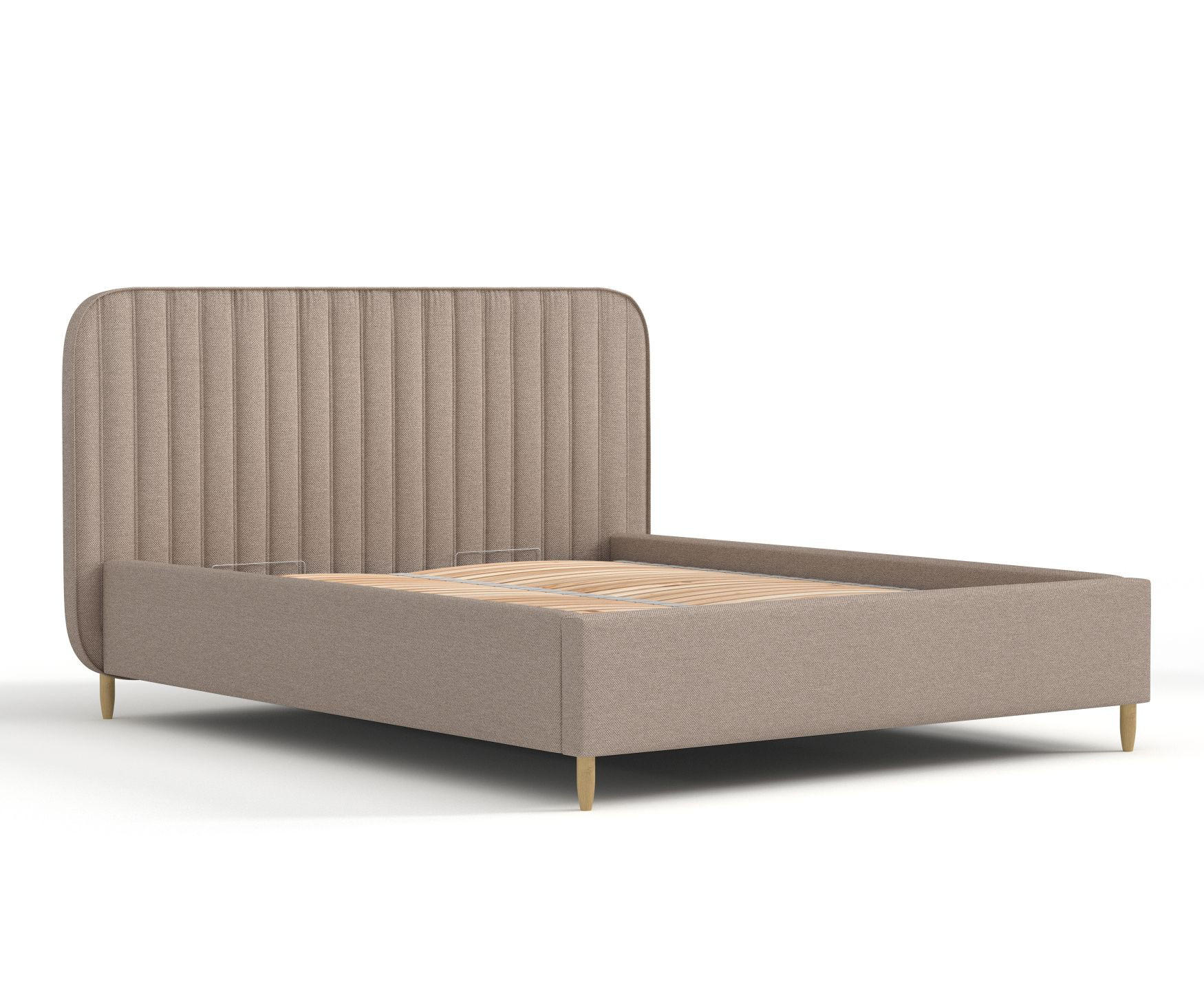 POLSTERBETT Noto Dunkelbeige 120/200 cm im Webstoff - Beige/Naturfarben, Holz/Holzwerkstoff (120/200cm) - Maison de Reve