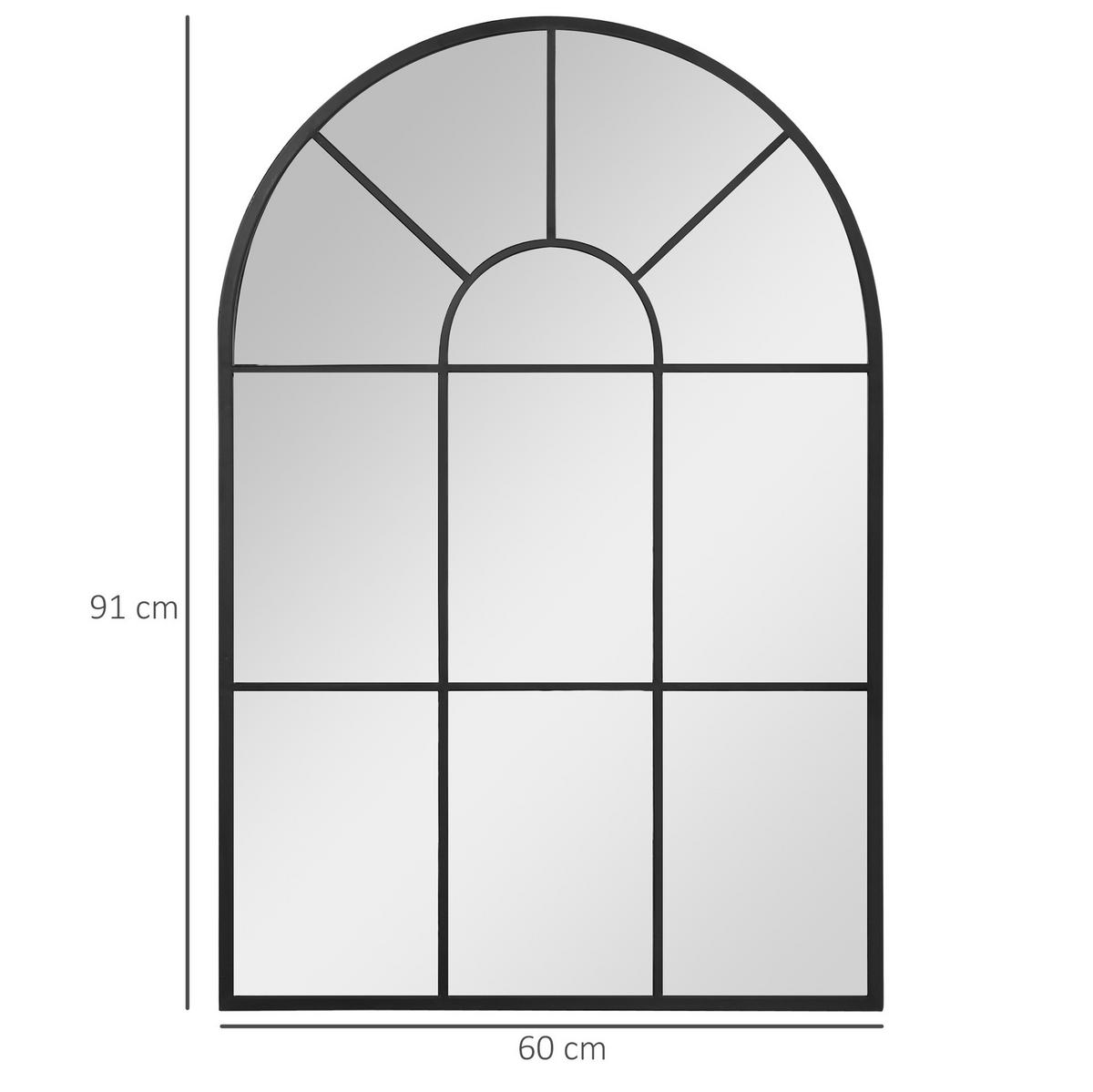 WANDSPIEGEL 91/2/60 cm schwarz aus Metall mit gewölbtem Rahmen - Schwarz, Metall (2/60/91cm) - OKWISH