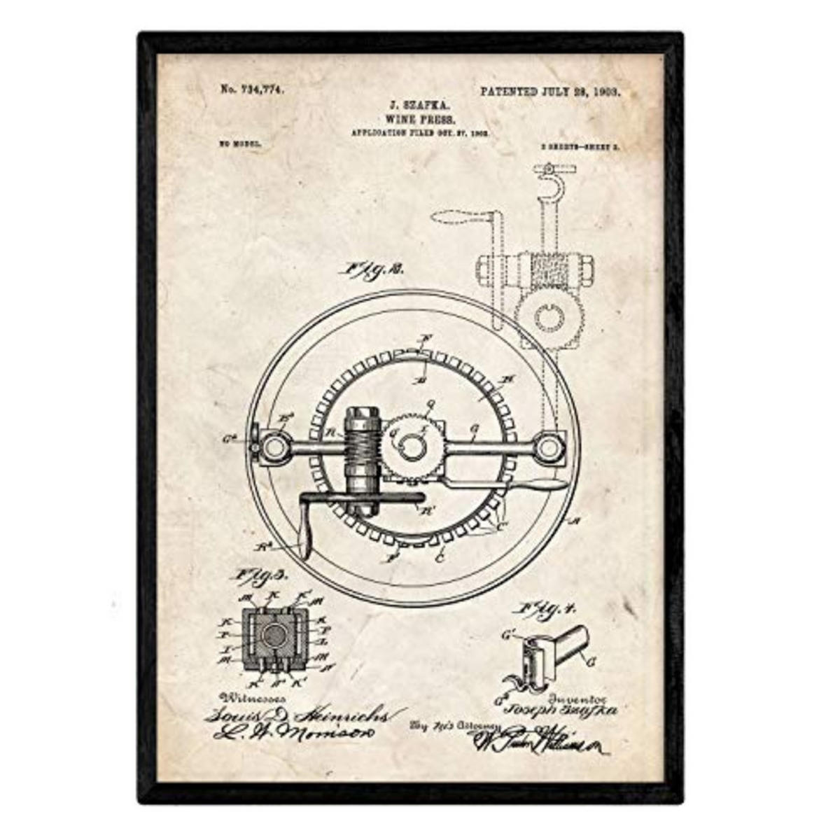 POSTER Wein Crimpen Patent A3 Rahmenlos - Klar, Papier (29.7/5/42cm) - Nacnic