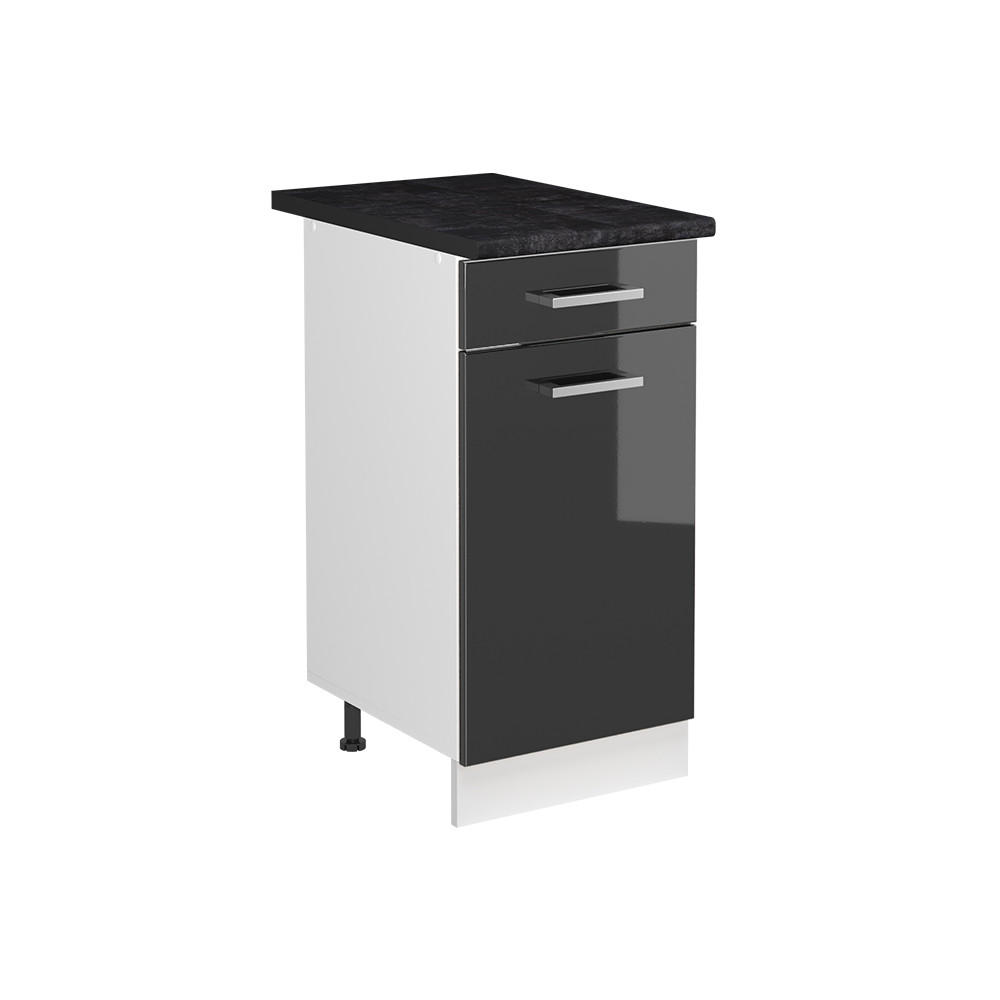 SPÜLENUNTERSCHRANK R-Line, Anthrazit Hochglanz/Weiß, 40 cm Arbeitsplatte Anthrazit - Anthrazit/Weiß, Holzwerkstoff (40/81.6/60cm) - Vicco