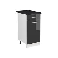 SPÜLENUNTERSCHRANK R-Line, Anthrazit Hochglanz/Weiß, 40 cm Arbeitsplatte Anthrazit - Anthrazit/Weiß, Holzwerkstoff (40/81.6/60cm) - Vicco