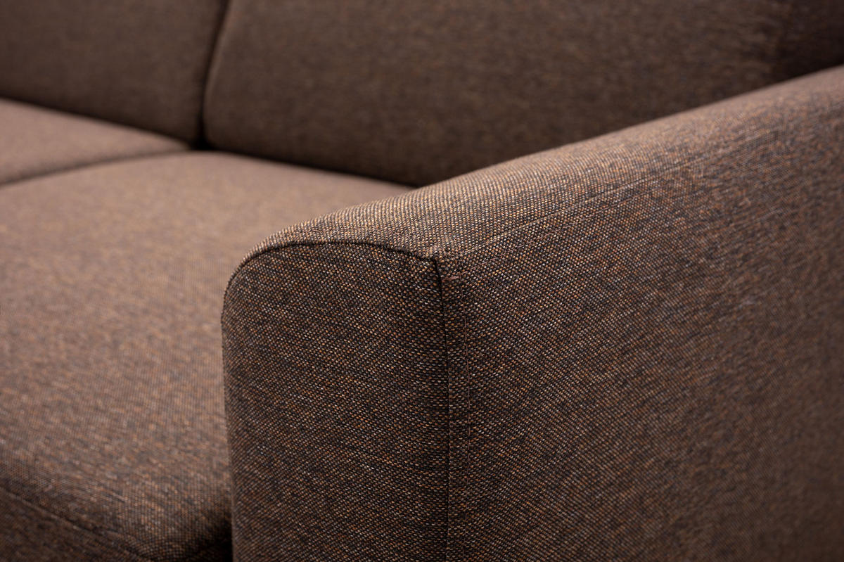 ECKSOFA SAPORE Braun Geflochtener Stoff mit Schlaffunktion - Braun, Holz (235/170cm) - MASSENO