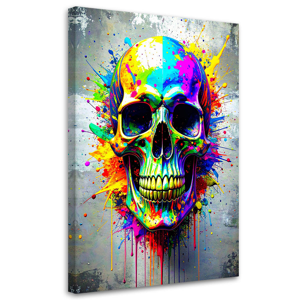 LEINWANDBILD Bunte Totenkopf Abstrakt 40x60cm - Multicolor, Textil (40/60cm) - Feeby