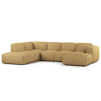 WOHNLANDSCHAFT mit Longchair - Schwarz/Honig, Kunststoff/Textil (325/71/235cm) - home24