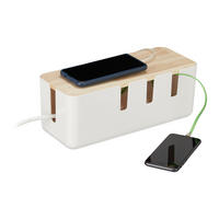 KABELBOX - Weiß, Holz/Kunststoff (12.5/30.5/11.5cm) - Relaxdays