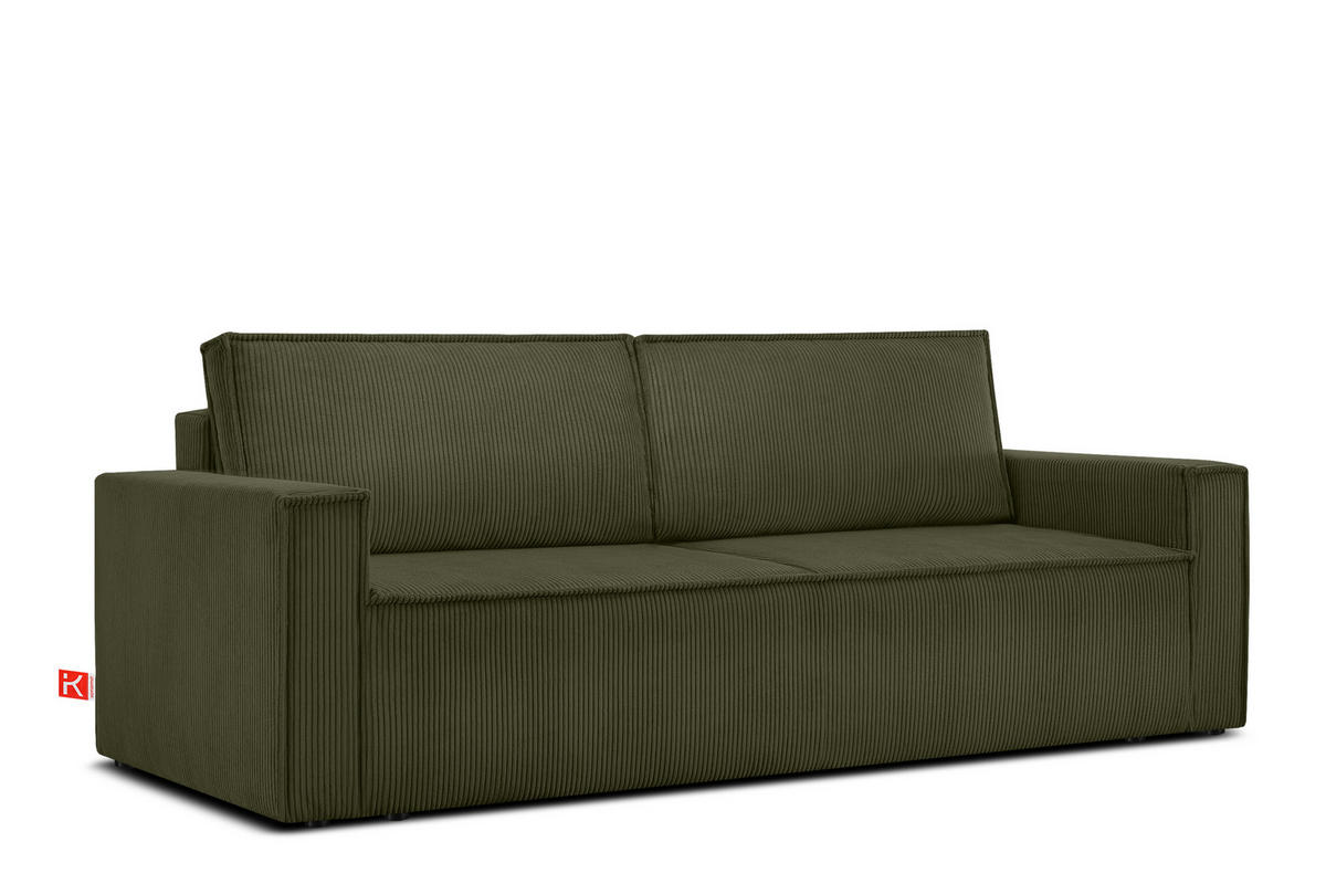 SCHLAFSOFA NAPI in Pet Friendly Cord-Stoff, oliv - Schwarz/Olivgrün, Textil (228/89/101cm) - KONSIMO®