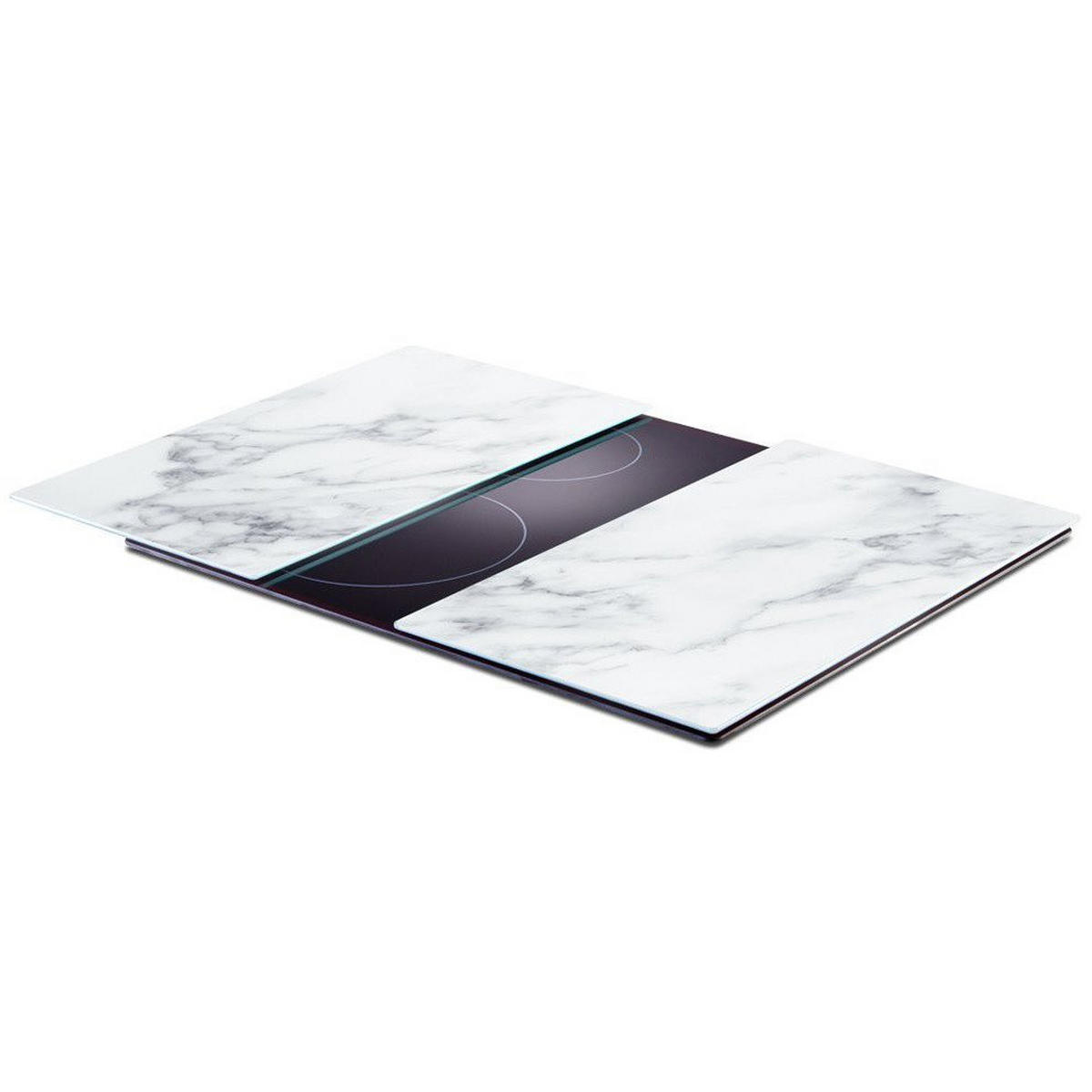 GLASPLATTE für Herd — 2 Stück Marble 52/30 cm - Weiß, Glas (30/52cm) - ZELLER