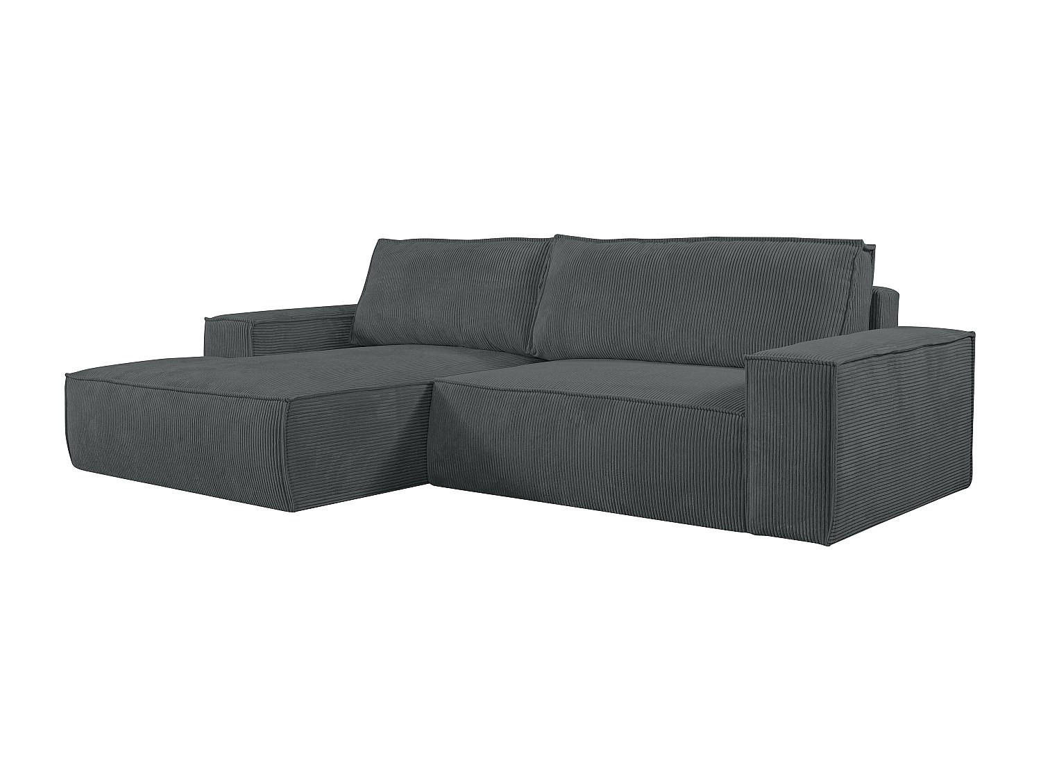 ECKSOFA mit Schlaffunktion - Ecke Links - Cord - Anthrazit - AMELIA - Anthrazit, Textil (167/267cm) - Vente-Unique