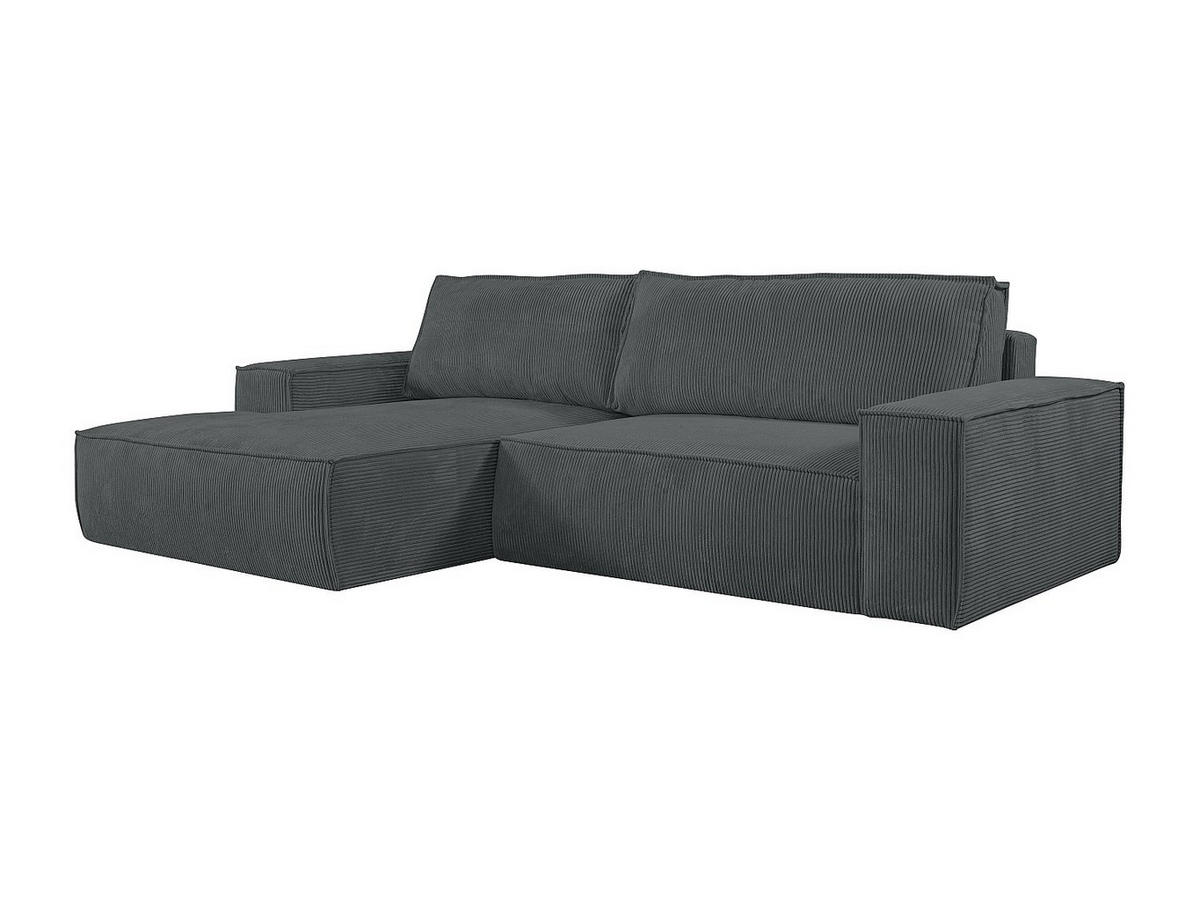 ECKSOFA mit Schlaffunktion - Ecke Links - Cord - Anthrazit - AMELIA - Anthrazit, Textil (267/167cm) - Vente-Unique