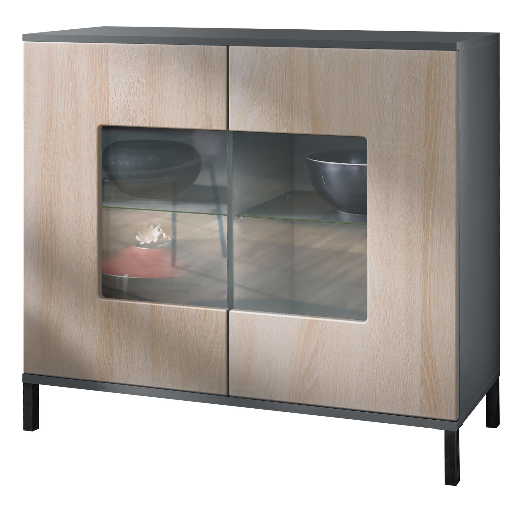 KOMMODE Grömitz Eiche sägerau - Eiche San Remo, Holzwerkstoff (92.5/83.5/35cm) - Vladon