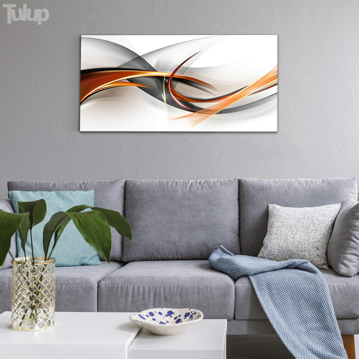 GLASBILD 120x60 cm Moderne Kunst - Dunkelorange, Glas (120/60cm) - TULUP