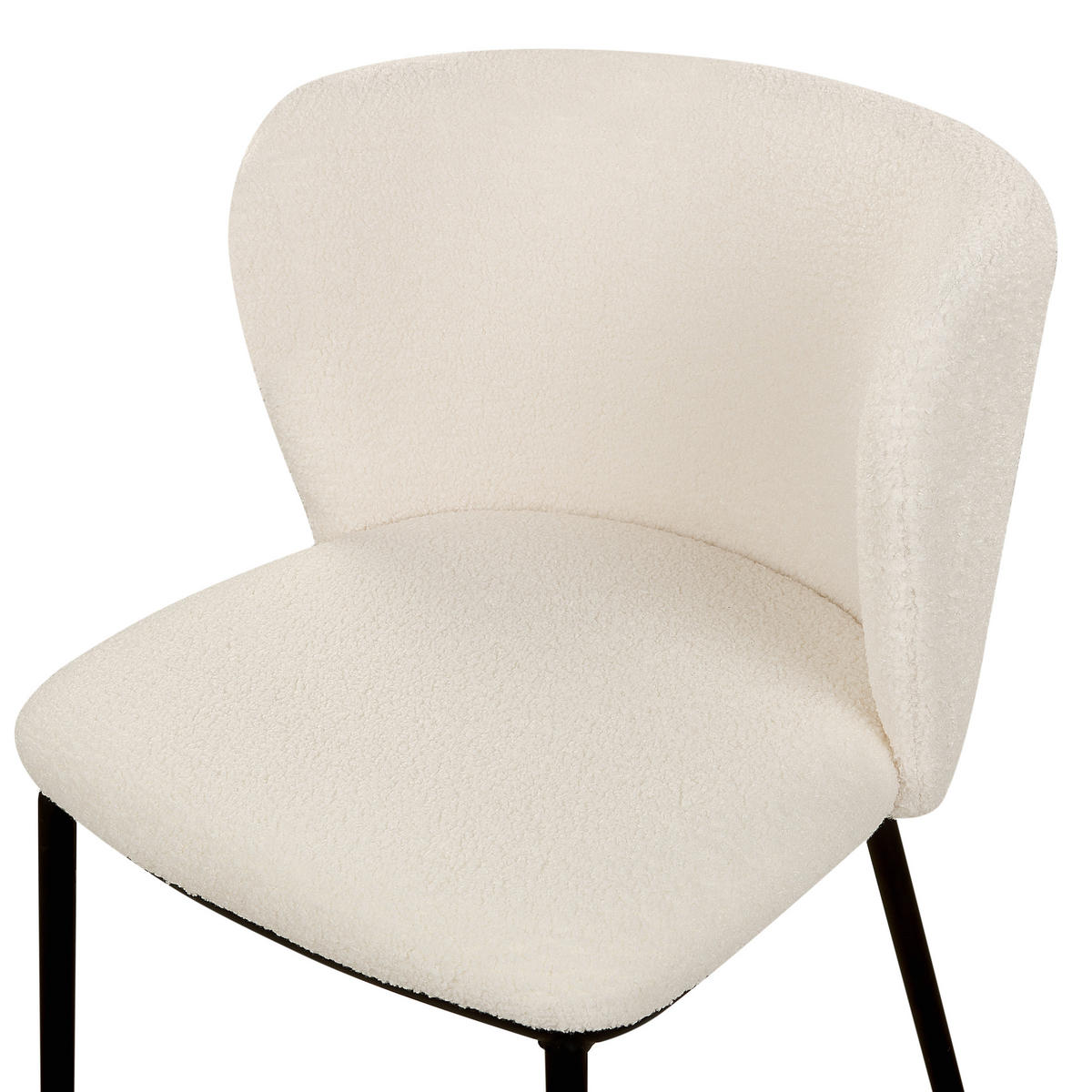 ESSZIMMERSTUHL 2er-Set Bouclé cremeweiß Mina - Schwarz/Weiß, Textil (45/75/52cm) - Beliani