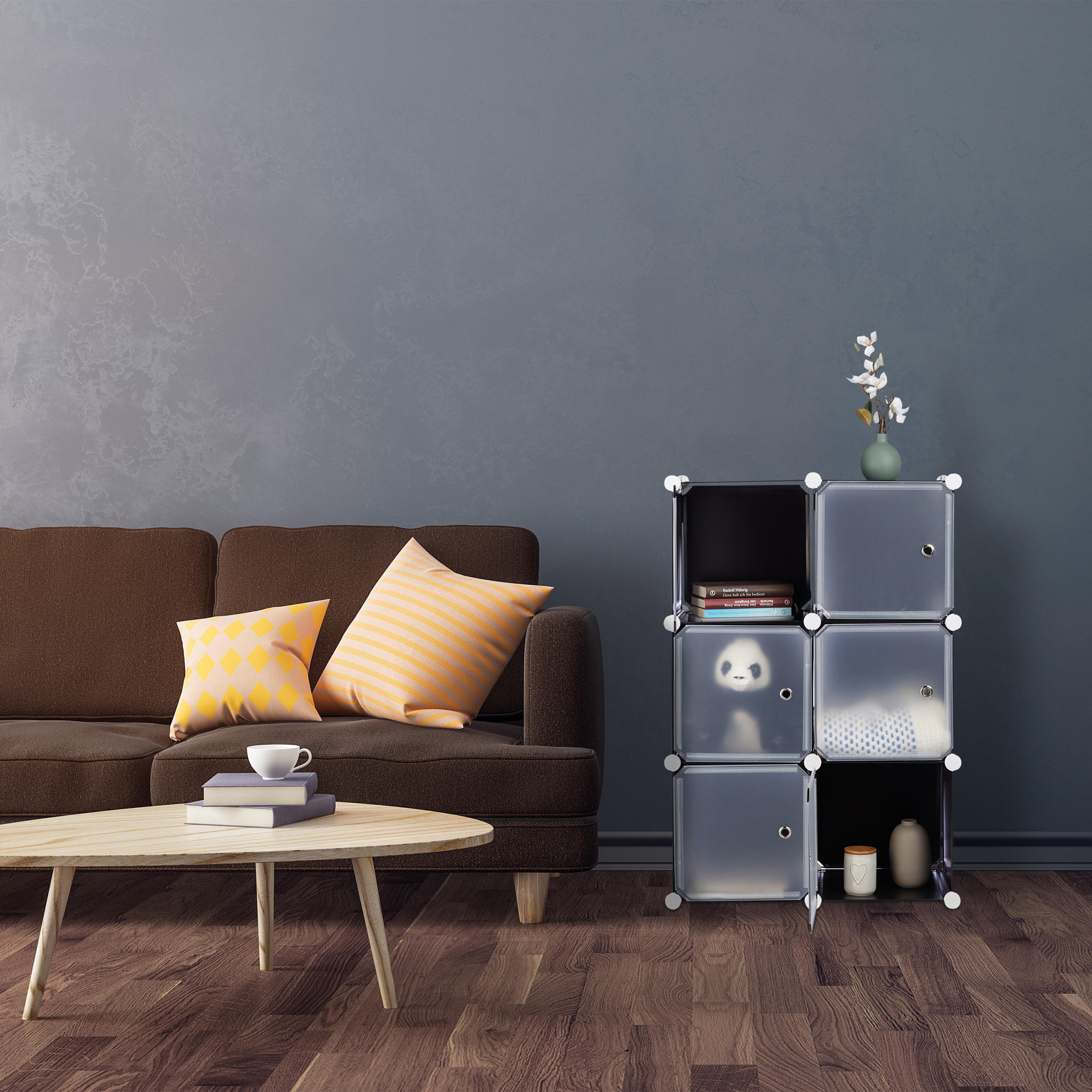Relaxdays REGALSYSTEM Schwarz 66cm × 32cm × 98cm