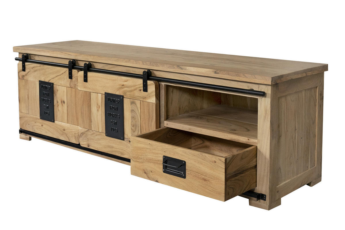 LOWBOARD LIBRO - Beige/Naturfarben, Akazienholz/Holz (180/55/50cm) - SAM