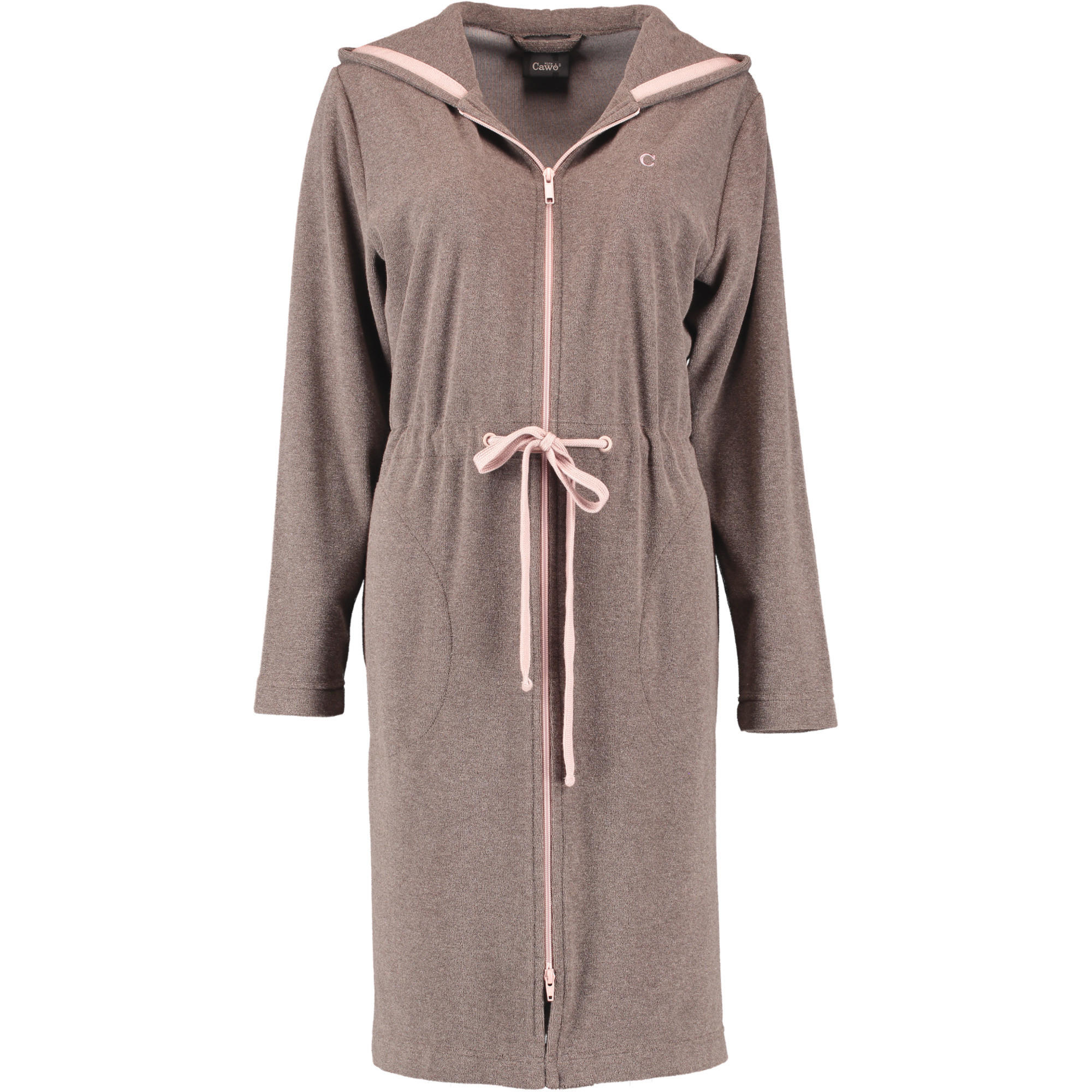 BADEMANTEL DAMEN KURZMANTEL MIT KAPUZE ACTIVE 821 MOCCA-ROSÉ - 32 - Braun, Textil (XSnull) - Cawoe