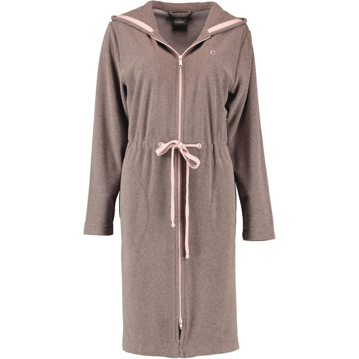 BADEMANTEL DAMEN KURZMANTEL MIT KAPUZE ACTIVE 821 MOCCA-ROSÉ - 32 - Braun, Textil (XLnull) - Cawoe