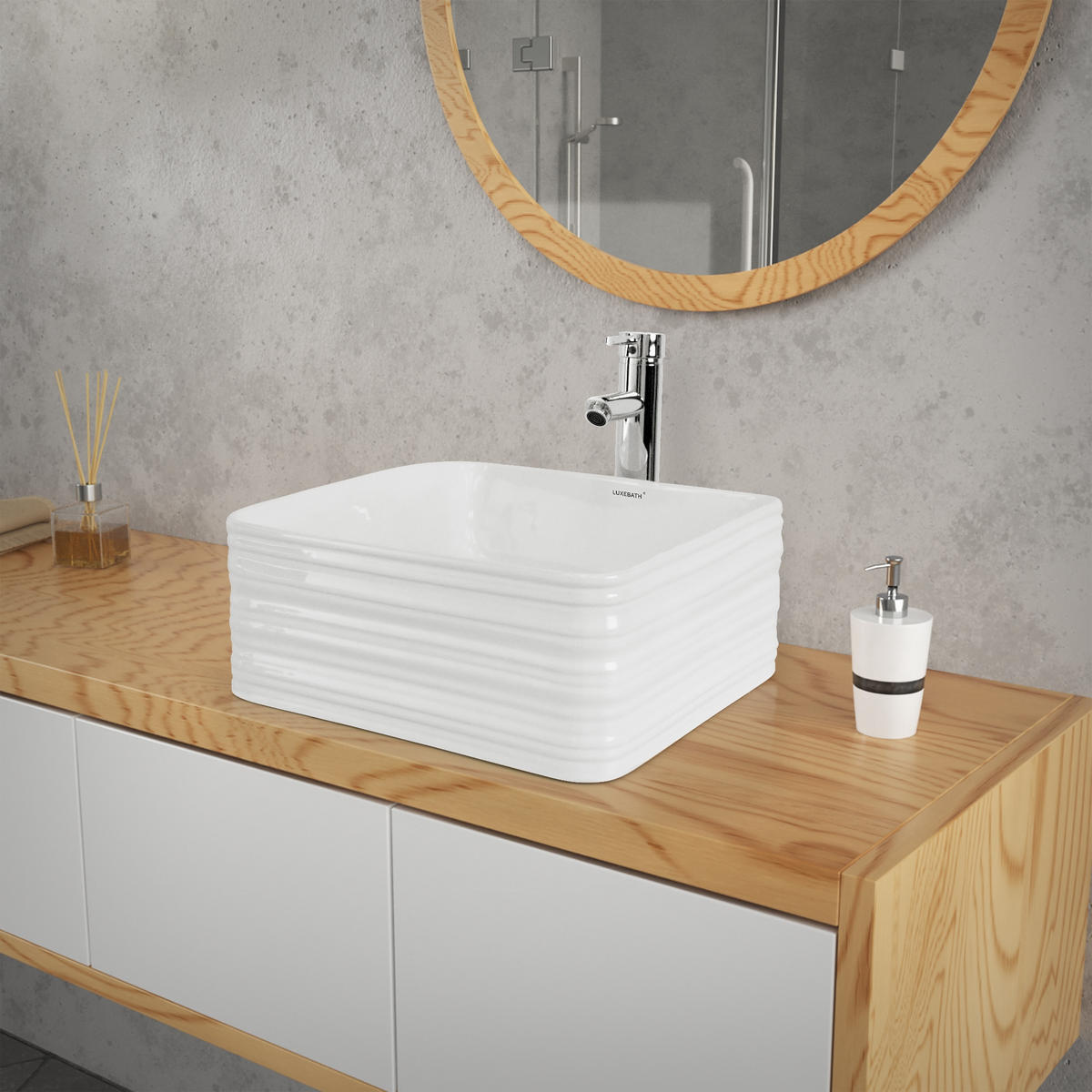 WASCHBECKEN - Weiß, Keramik (39/15/39cm) - LuxeBath