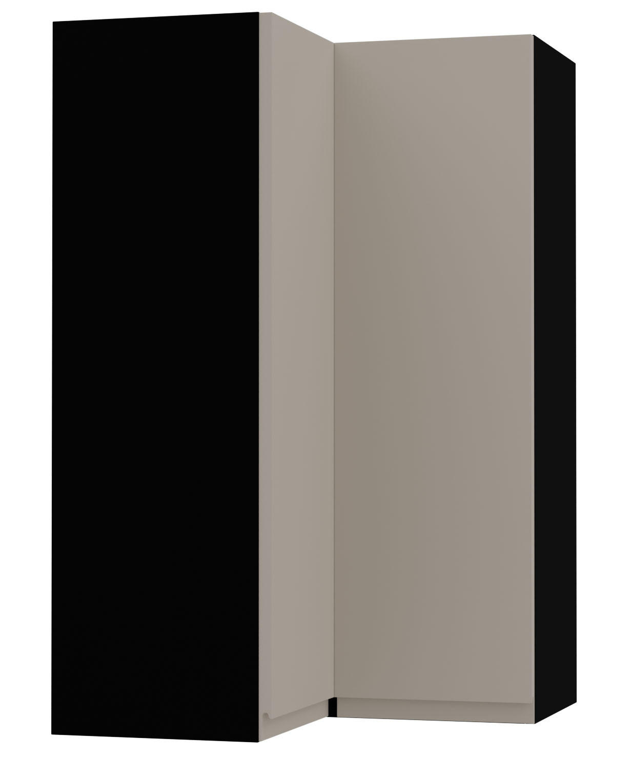 ECKHÄNGESCHRANK Avellino W14/60 Schwarz / Cashmere Acryl Matt 60 / 60 / 96cm - Beige/Schwarz, Holz/Holzwerkstoff (60/96/60cm) - Feldmann-Wohnen