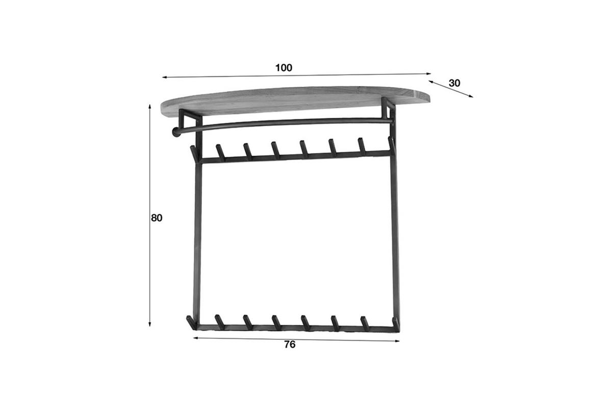 GARDEROBE LUANA Schwarz Akazie - Schwarz, Metall (100/80/30cm) - KAWOLA