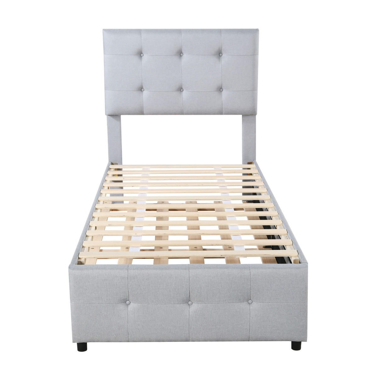POLSTERBETT 90/200 cm mit Ausziehbett und verstellbarem Kopfteil, Grau - Grau, Textil (90/200cm) - BEAOK