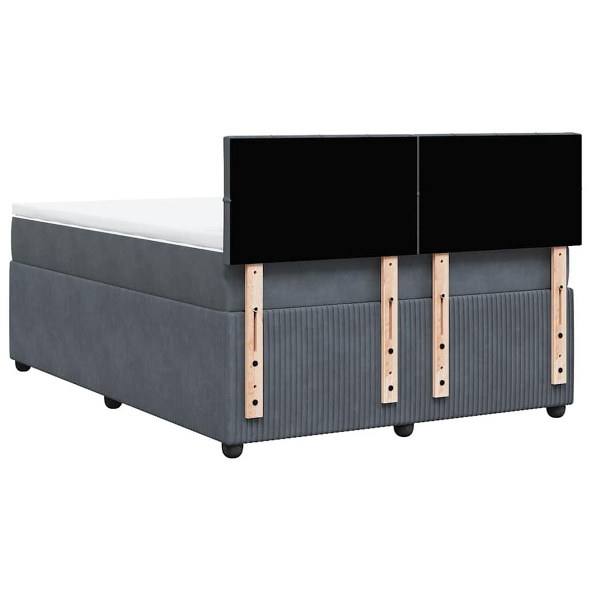 BOXSPRINGBETT 140/190 Cm Grau Samt - Grau, Textil (144/190cm) - vidaXL