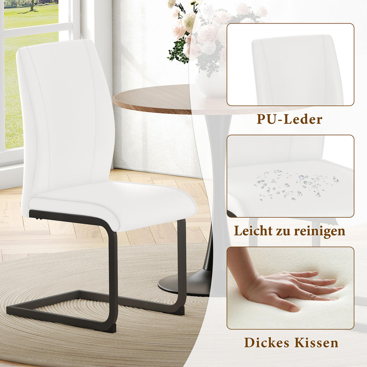 SCHWINGSTUHL DE-36541 2er-Set mit PU-Bezug und Metallbeinen Weiß - Weiß, Metall (44.5/99/43cm) - ComfortXL
