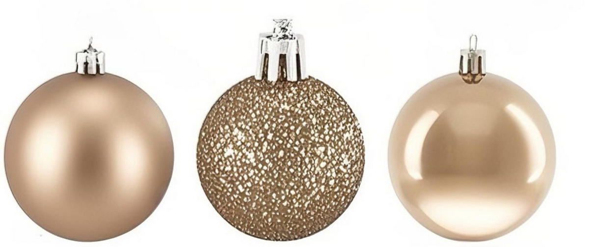 76XWEIHNACHTSKUGELN - Beige, Kunststoff (6/7/6cm) - Relaxdays
