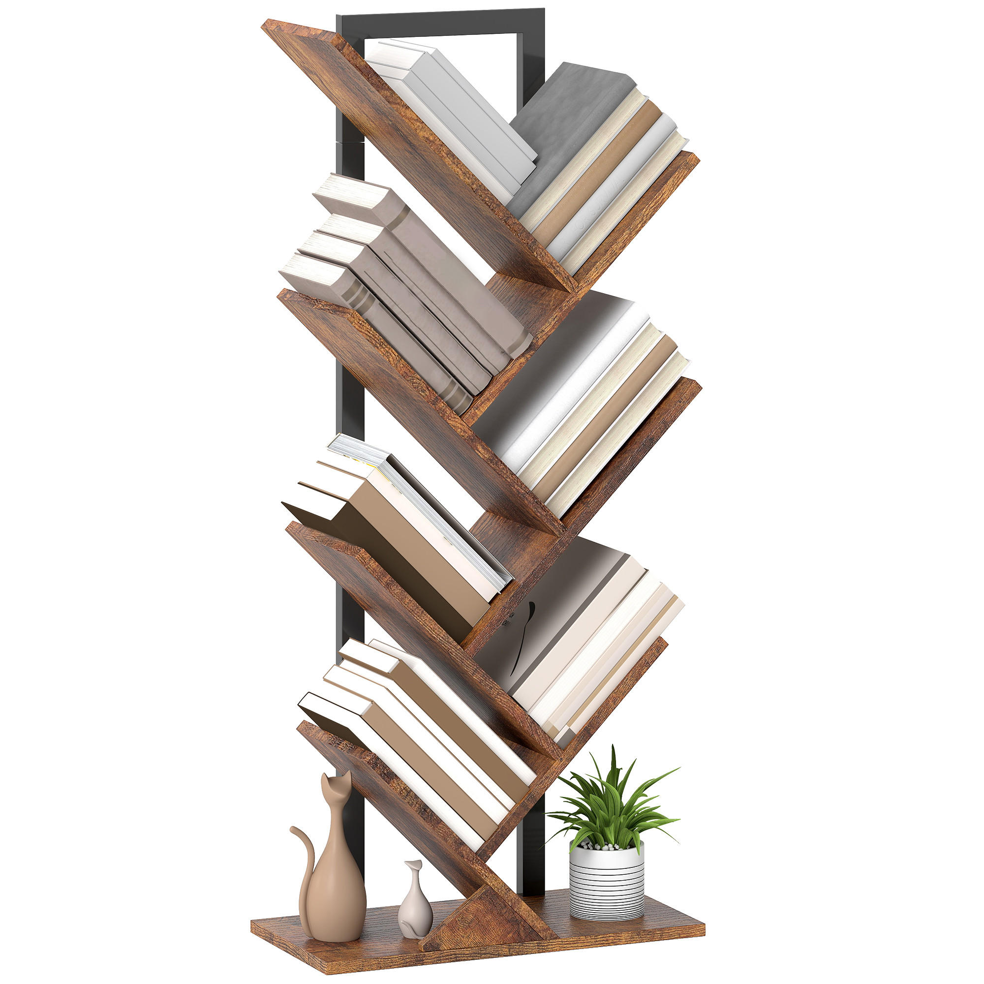 BÜCHERREGAL DE-09361 7 Ebenen in Baumform Rustikal Braun - Braun, Holzwerkstoff (24/109/50cm) - ComfortXL