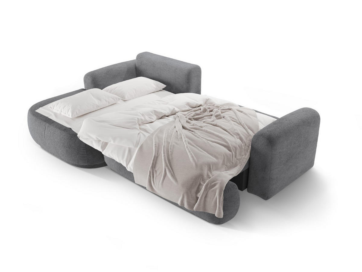 SCHLAFSOFA modular mit Bettkasten links Ella aus strukturiertem Stoff grau 5 Sitzplätze - Grau, Textil (174/271cm) - Micadoni