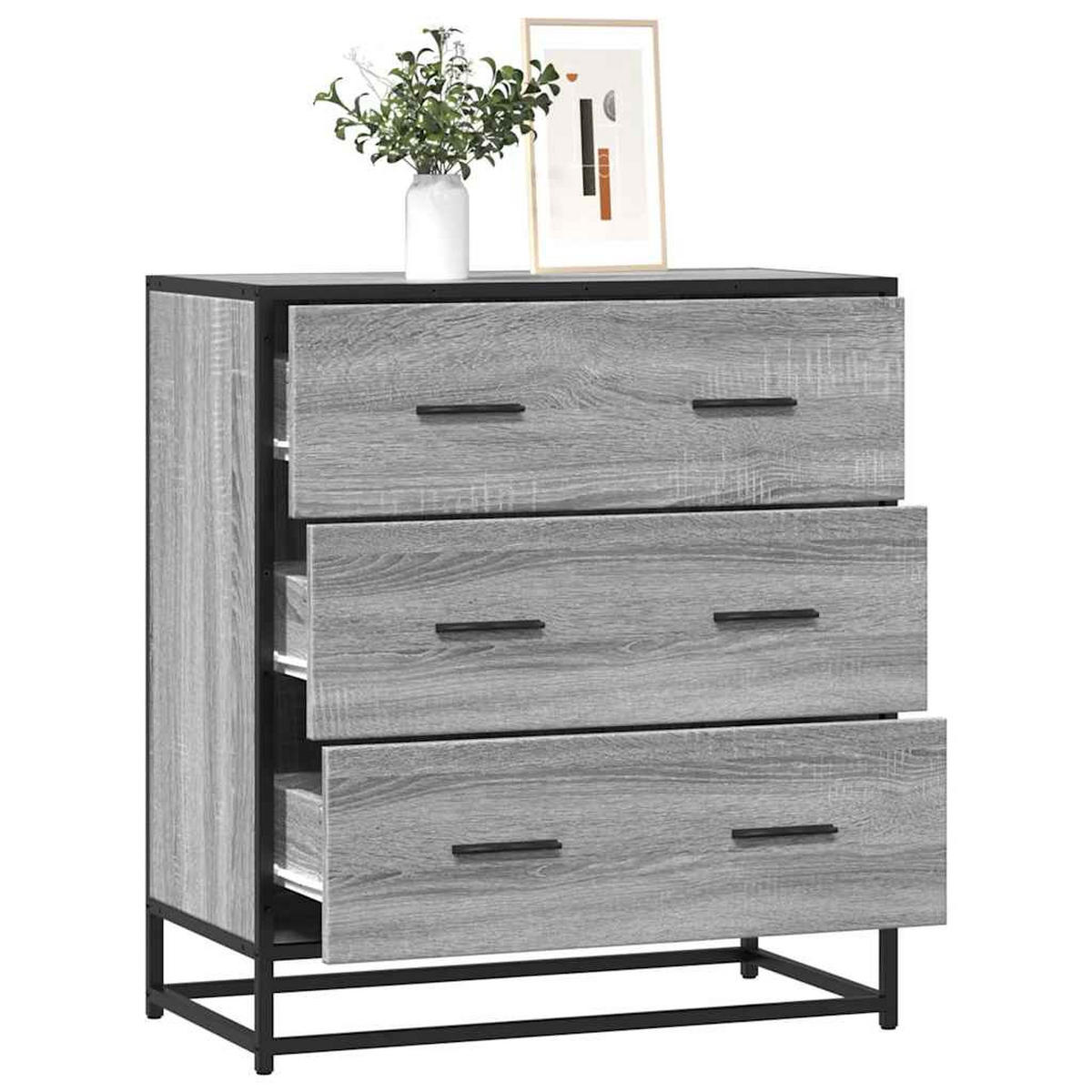KOMMODE Sopi für Wohnzimmer Grau Sonoma 68x35x76 cm - Grau, Holz (68/76/35cm) - DELUKE