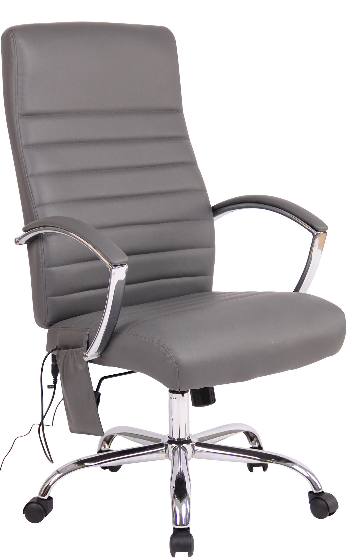 CHEFSESSEL Lederlook grau - Chromfarben/Grau, Textil/Metall (58/113/72cm) - CLP