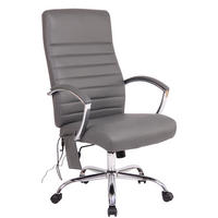 CHEFSESSEL Lederlook grau - Chromfarben/Grau, Textil/Metall (58/113/72cm) - CLP