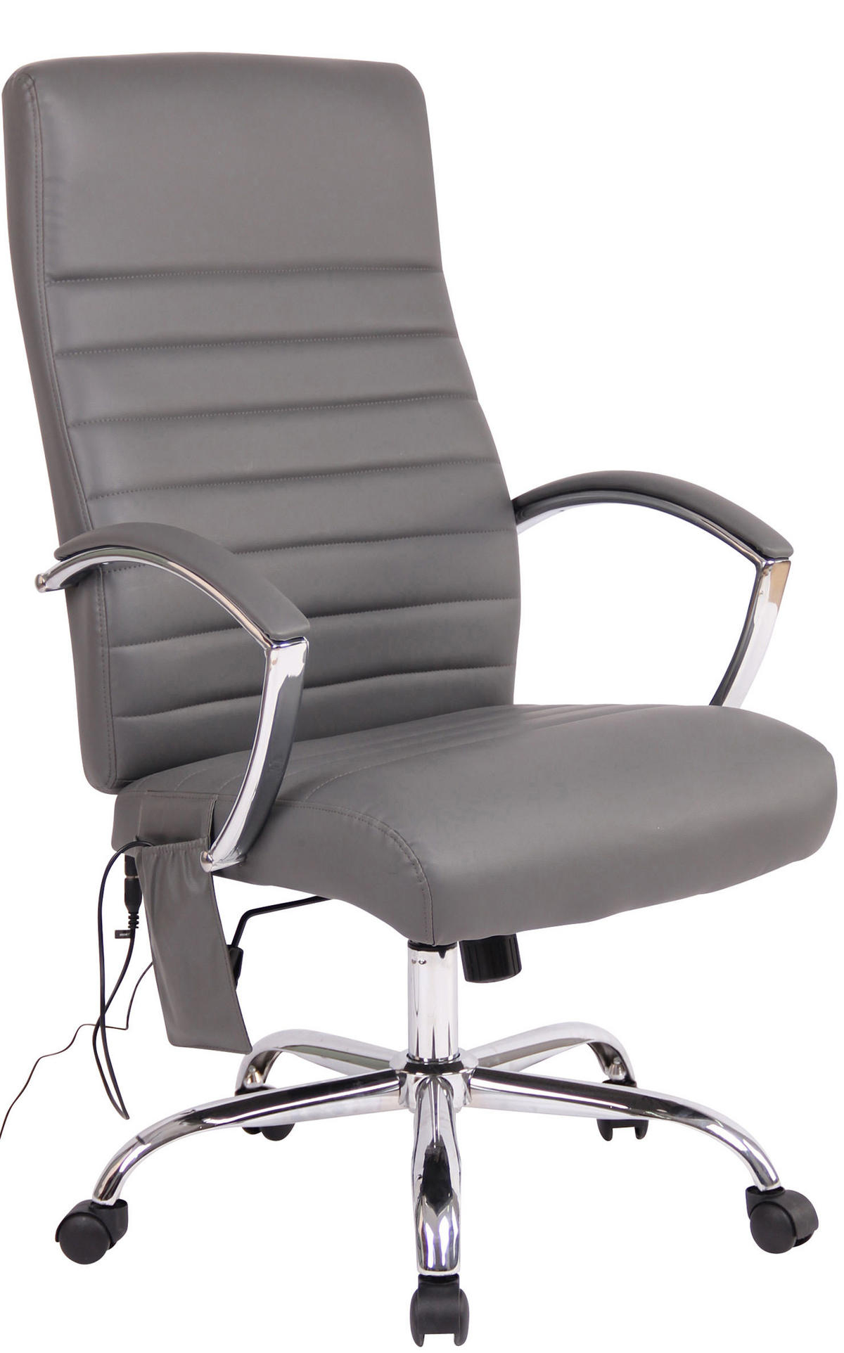 CHEFSESSEL Lederlook grau - Chromfarben/Grau, Textil/Metall (58/113/72cm) - CLP