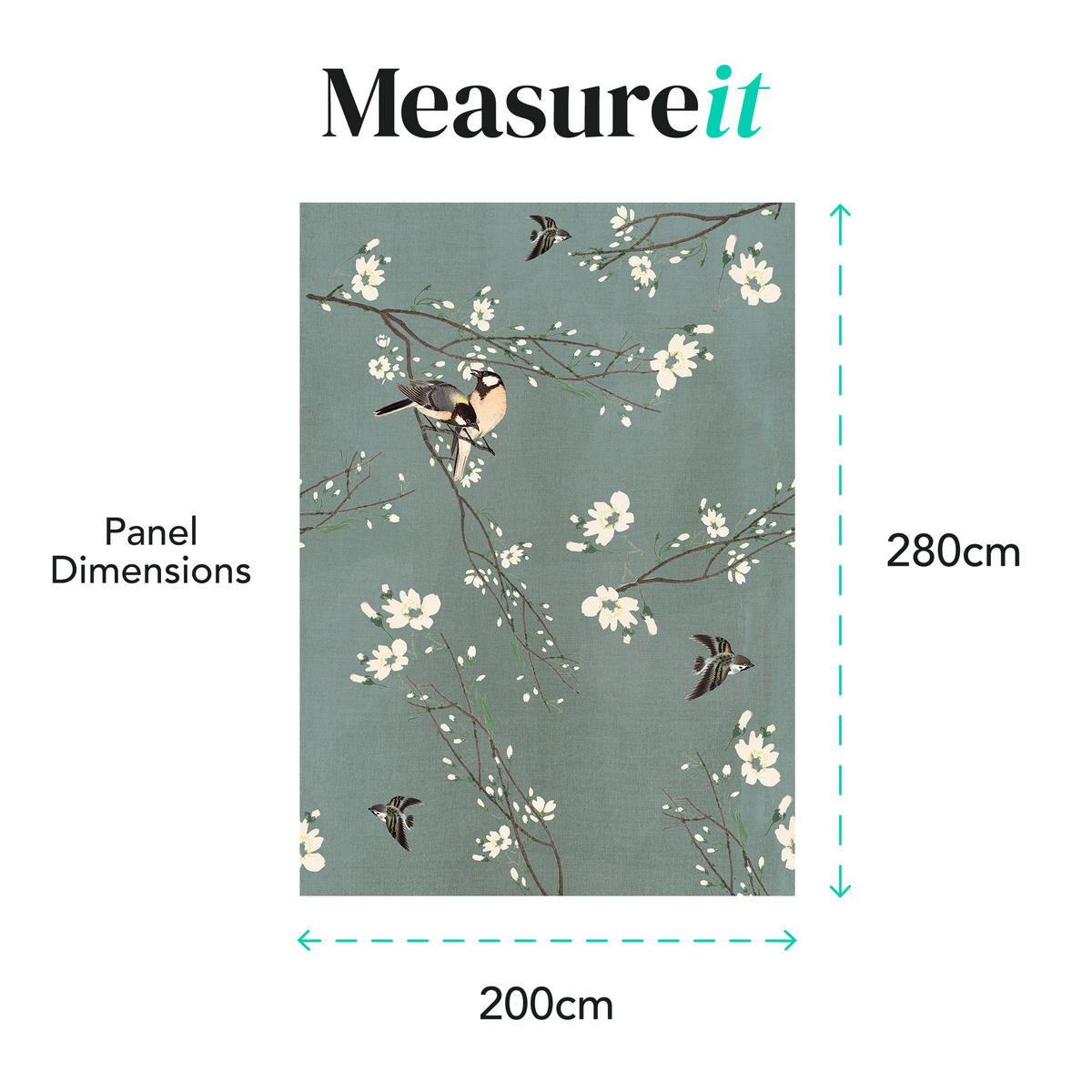 FOTOTAPETE Birds & Blossom - Blau, Papier/Kunststoff (280/0.1cm) - Art for the Home